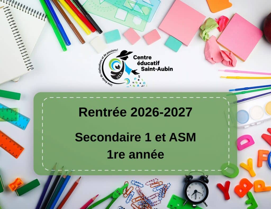 Accueil secondaire 1 et ASM 1re année